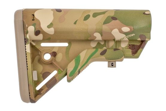 B5 Systems BRAVO MIL-SPEC stock in Multicam is a lightweight, military tough stock with integrated sling attachments.